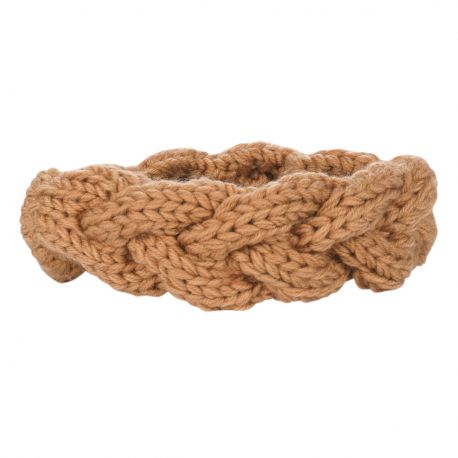 Bandeau tricot - Bandeau torsadé maille camel