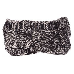 Bandeau tricot - Bandeau large maille chinée noir et blanc