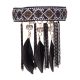 Bracelet ethnique noir pampille plume  - Bracelet Noir