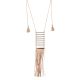 Sautoir doré frange suédine beige - Bijoux Femme