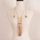 Sautoir doré frange suédine beige - Bijoux Femme