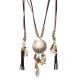 Collier attrape rêve lacet noir et gris - Collier Lacet