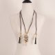 Collier attrape rêve lacet noir et gris - Collier Lacet