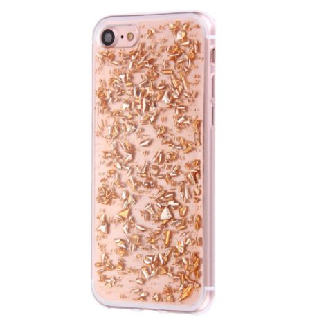 Coque Iphone 7 silicone transparente feuille or