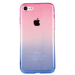 Coque Iphone 7 silicone transparente dégradé rose et bleu