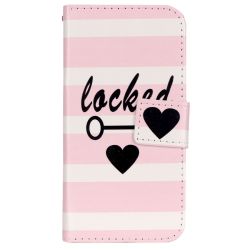 Etui portefeuille Iphone 7 Locked rose et blanc