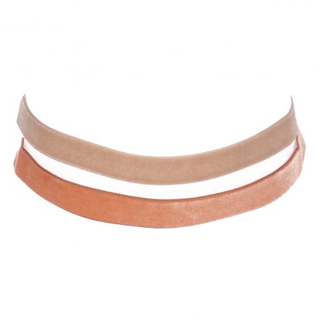 Colliers Chokers Velours Beige et Camel - Lot de 2 Ras de cou