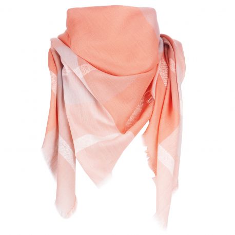 Maxi Foulard Carré Carreaux Corail - Foulard Carré Femme