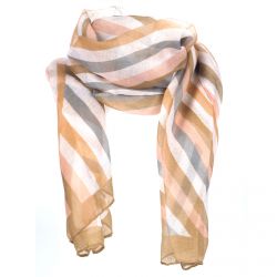 Foulard Imprimé Géométrique Kaki Rose poudré - Foulard Femme 