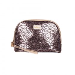 Trousse de maquillage femme métallisée léopard