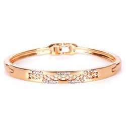 Bracelet Jonc Ajouré et Strass Doré - Bracelet Fin