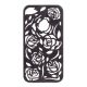 Coque Iphone 4/4S Noire sculptures fleurs 