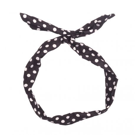 Bandeau cheveux noir à pois blanc - Bandeau Vintage