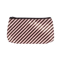 Trousse de Maquillage Rayée Rose et Marron
