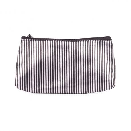Trousse de Maquillage Noire et Blanche Rayures Fines
