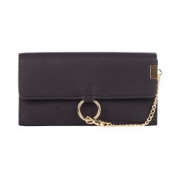 Portefeuille Noir Boucle et Chaine Dorées - Portefeuille Femme