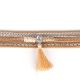 Bracelet Manchette Aimanté Chaines et Pompon Beige - Bracelet Aimanté