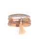 Bracelet Manchette Aimanté Chaines et Pompon Beige - Bracelet Pompon