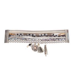Bracelet Manchette Aimanté Multirangs Gris - Bracelet Femme