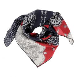 Foulard Bandana Paisley Bleu marine et Rouge - Foulard Femme