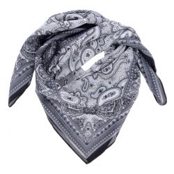Foulard Bandana Paisley Gris Satiné - Foulard Femme