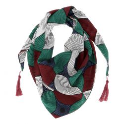 Bandana Feuilles Pompons - Foulard Femme