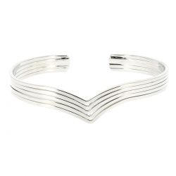 Bracelet Jonc Argenté Ouvert Chevron - Bracelet Argenté