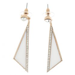Boucles d'oreilles Blanches Losange - Boucles d'oreilles Dorées - Boucles d'oreilles Femme