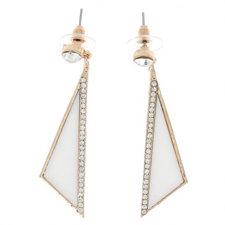 Boucles d'oreilles Blanches Losange - Boucles d'oreilles Dorées - Boucles d'oreilles Femme