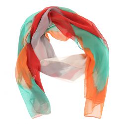 Etole Voile Rouge Orange et Vert - Foulard Femme