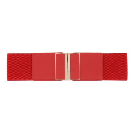 Ceinture large femme rouge détail doré