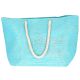 Sac Cabas Rafia Bleu Turquoise Argenté - Sac de Plage