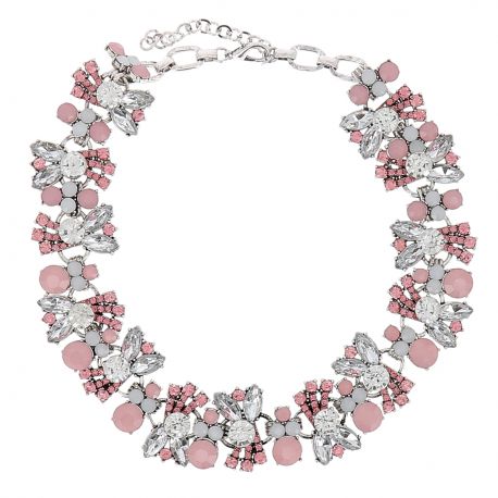 Collier Plastron Strass Rose - Collier Mariage