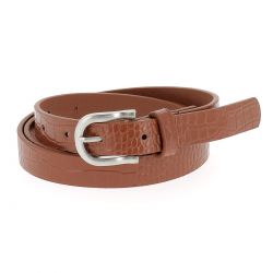 Ceinture Fine Camel Croco - Ceinture Femme Camel