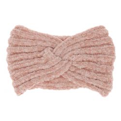 Bandeau Maille Chenille Rose - Bandeau Cheveux Hiver