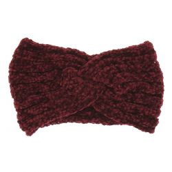 Bandeau Maille Chenille Bordeaux - Bandeau Tricot