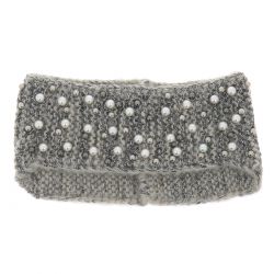 Bandeau Maille Beige Perles nacrées - Bandeau Tricot