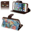Etui portefeuille Iphone 5 / 5S Bleu imprimé Fleurs