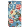 Etui portefeuille Iphone 5 / 5S Bleu imprimé Fleurs