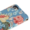 Etui portefeuille Iphone 5 / 5S Bleu imprimé Fleurs