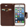 Etui portefeuille Iphone 5 / 5S Noir imprimé Fleurs