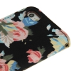 Etui portefeuille Iphone 5 / 5S Noir imprimé Fleurs
