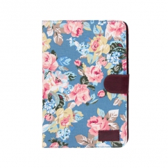 Etui portefeuille Ipad mini / mini 2 rétina Bleu imprimé Fleurs