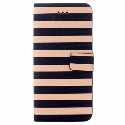Etui portefeuille Iphone 6 Rayé Camel et Noir