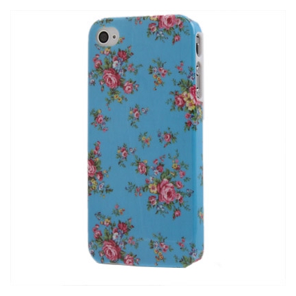 Coque Iphone 4 / 4S Bleue Motif Fleurs