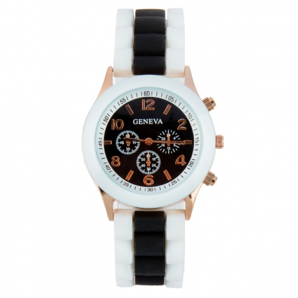 Montre silicone bicolore noire et blanche 2