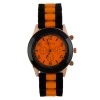 Montre silicone bicolore orange et noire